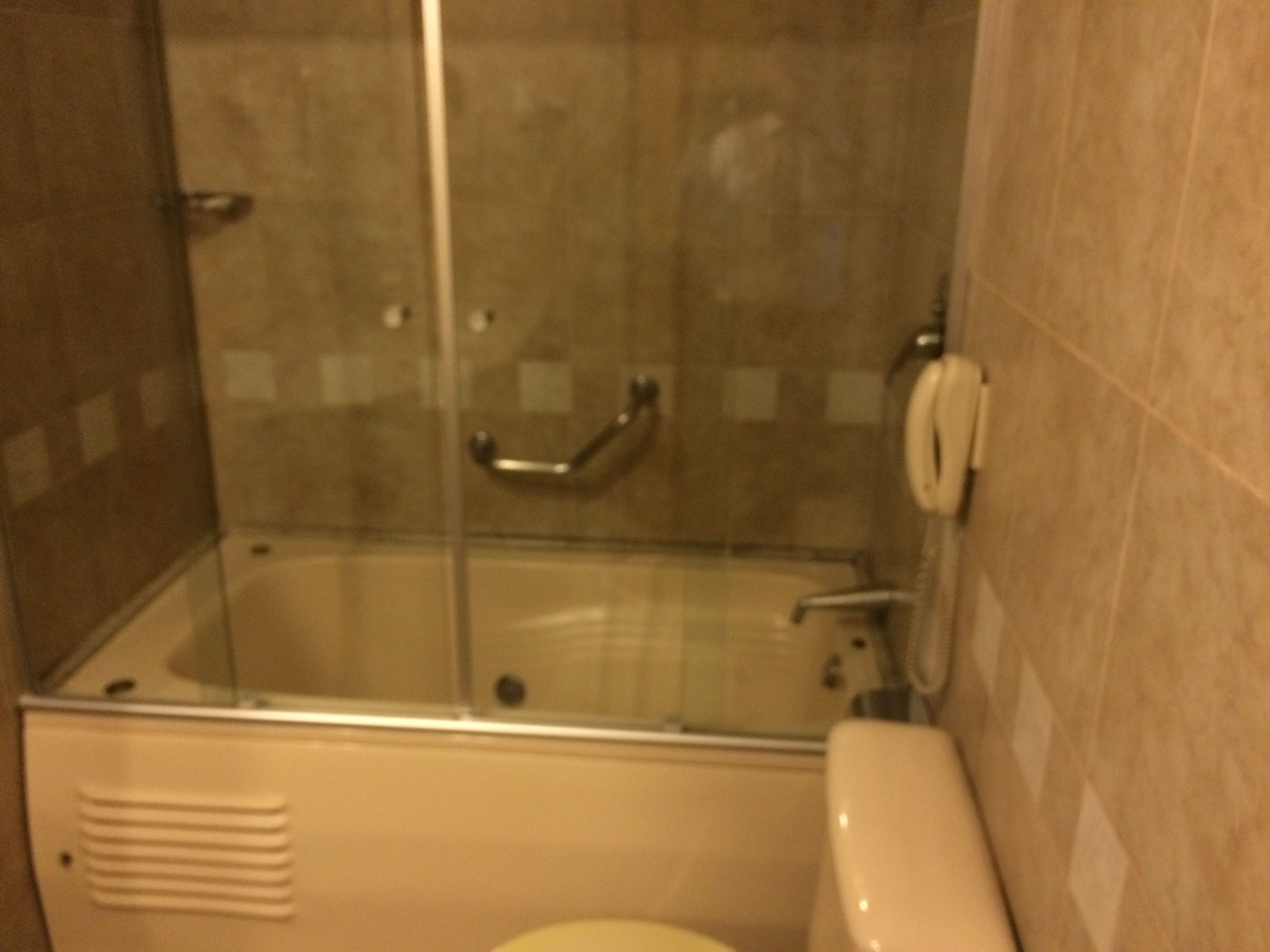 combined shower/bathtub, hair dryer, towels