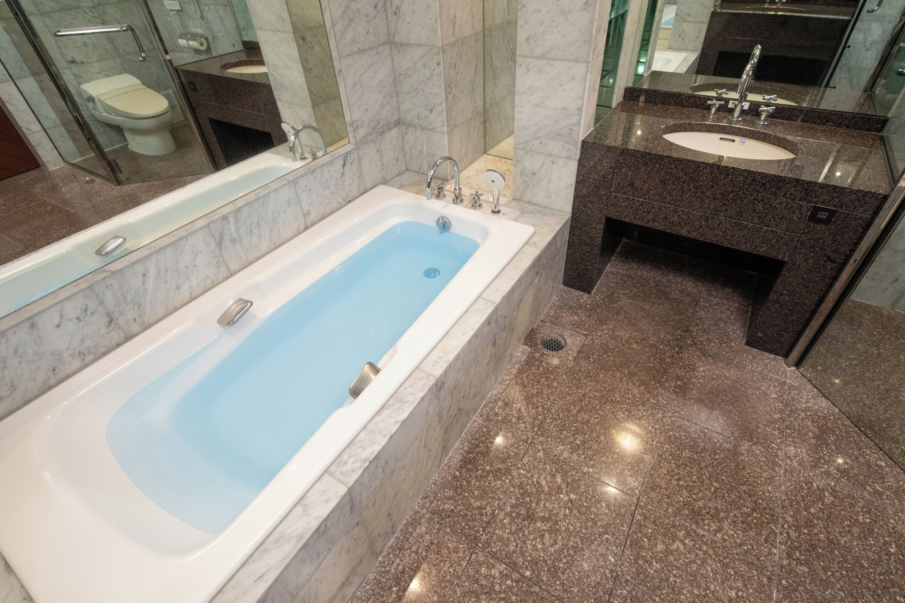 imperial suite, non smoking | bathroom | combined shower/bathtub, deep-soaking bathtub, free toiletries