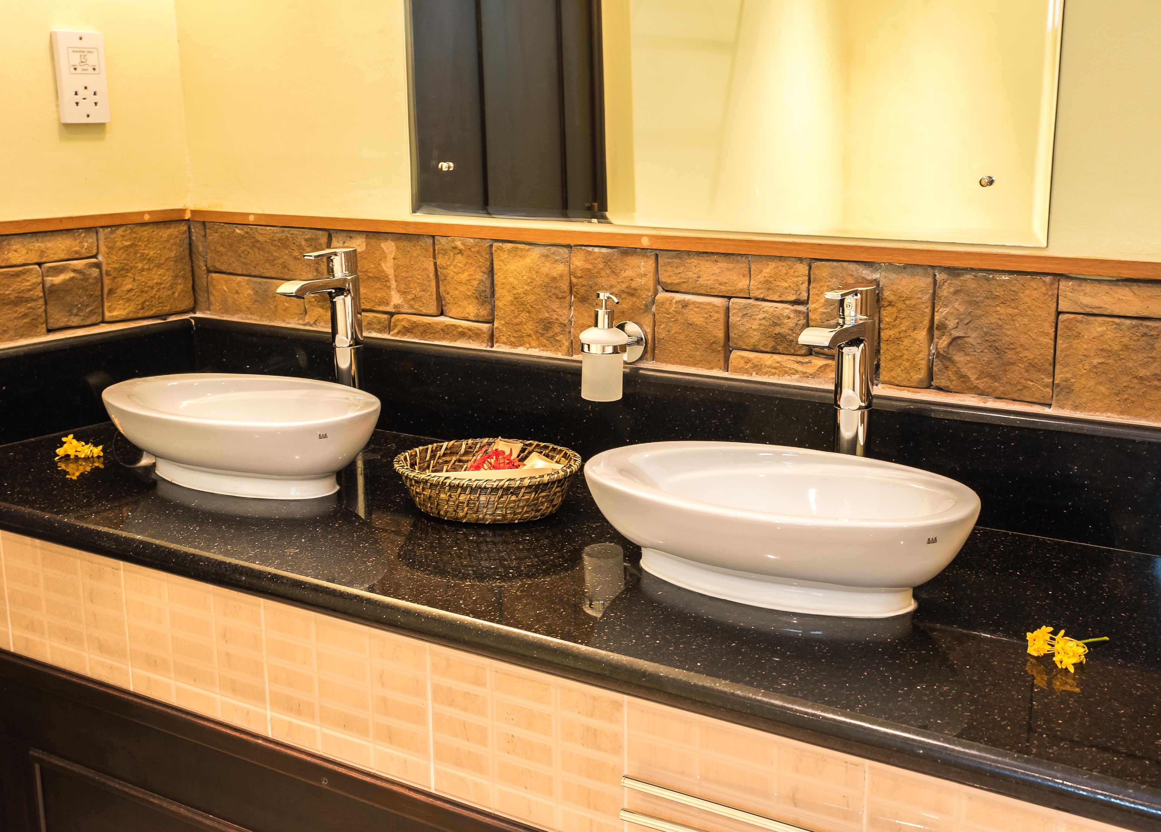 superior double or twin room, pool view, poolside | bathroom sink