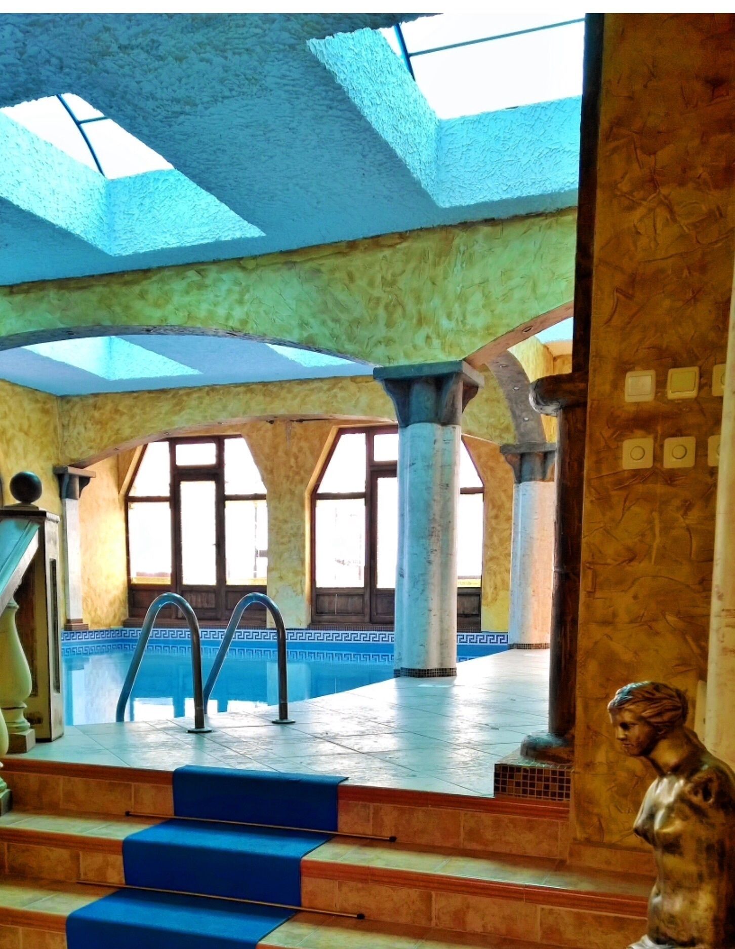 Indoor pool, pool umbrellas