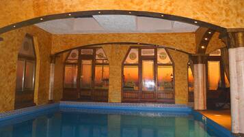 Indoor pool, pool umbrellas