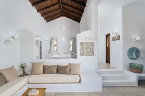 Deluxe Bungalow with Sea View | Bộ trải giường bằng vải cotton Ai Cập, bộ đồ giường cao cấp