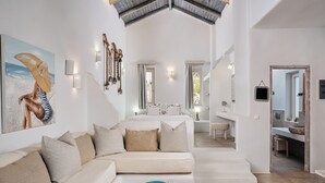 Open Plan Bungalow with Sea View | Cadar kapas Mesir, peralatan tempat tidur premium, gebar bulu kapas 