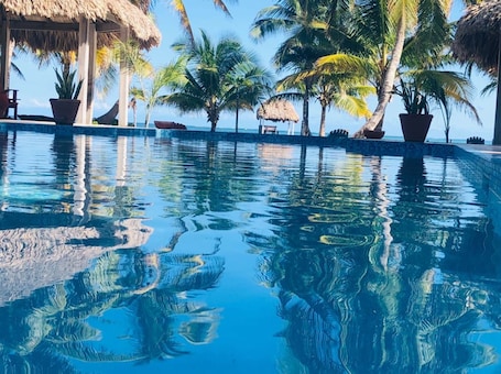 Outdoor pool, sun loungers