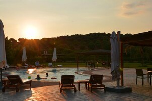 Outdoor pool, sun loungers