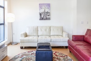Premium Apartment, 2 Bedrooms, Accessible, City View | Living area | LED TV