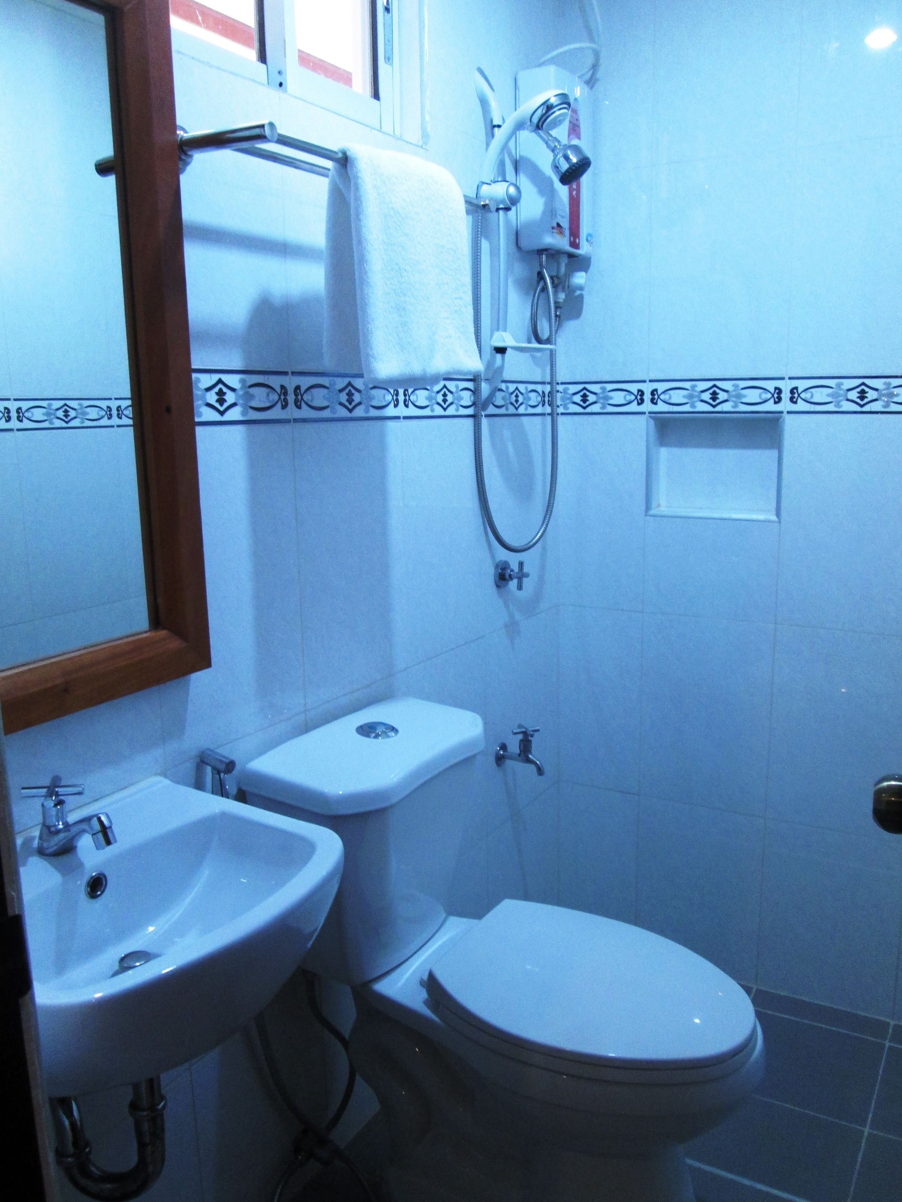 deluxe double room | bathroom | shower, free toiletries, towels