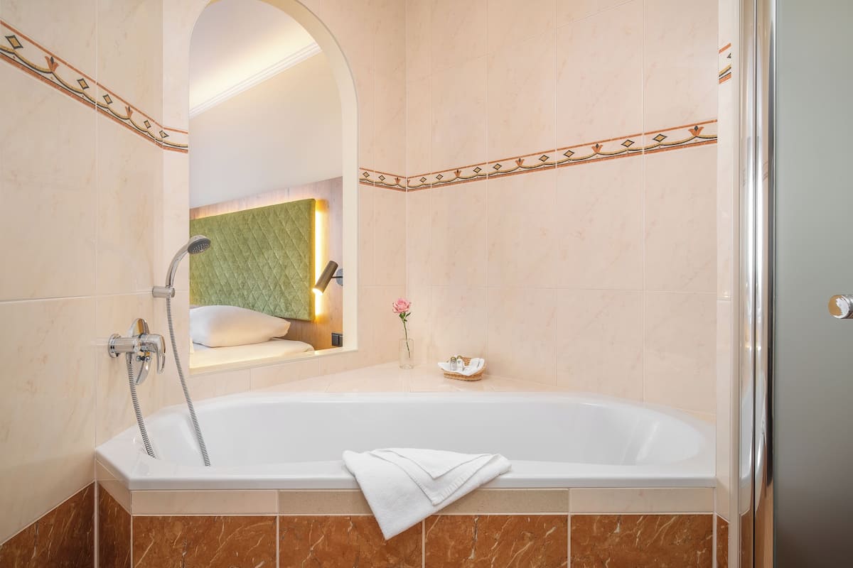 free toiletries, hair dryer, bathrobes, towels