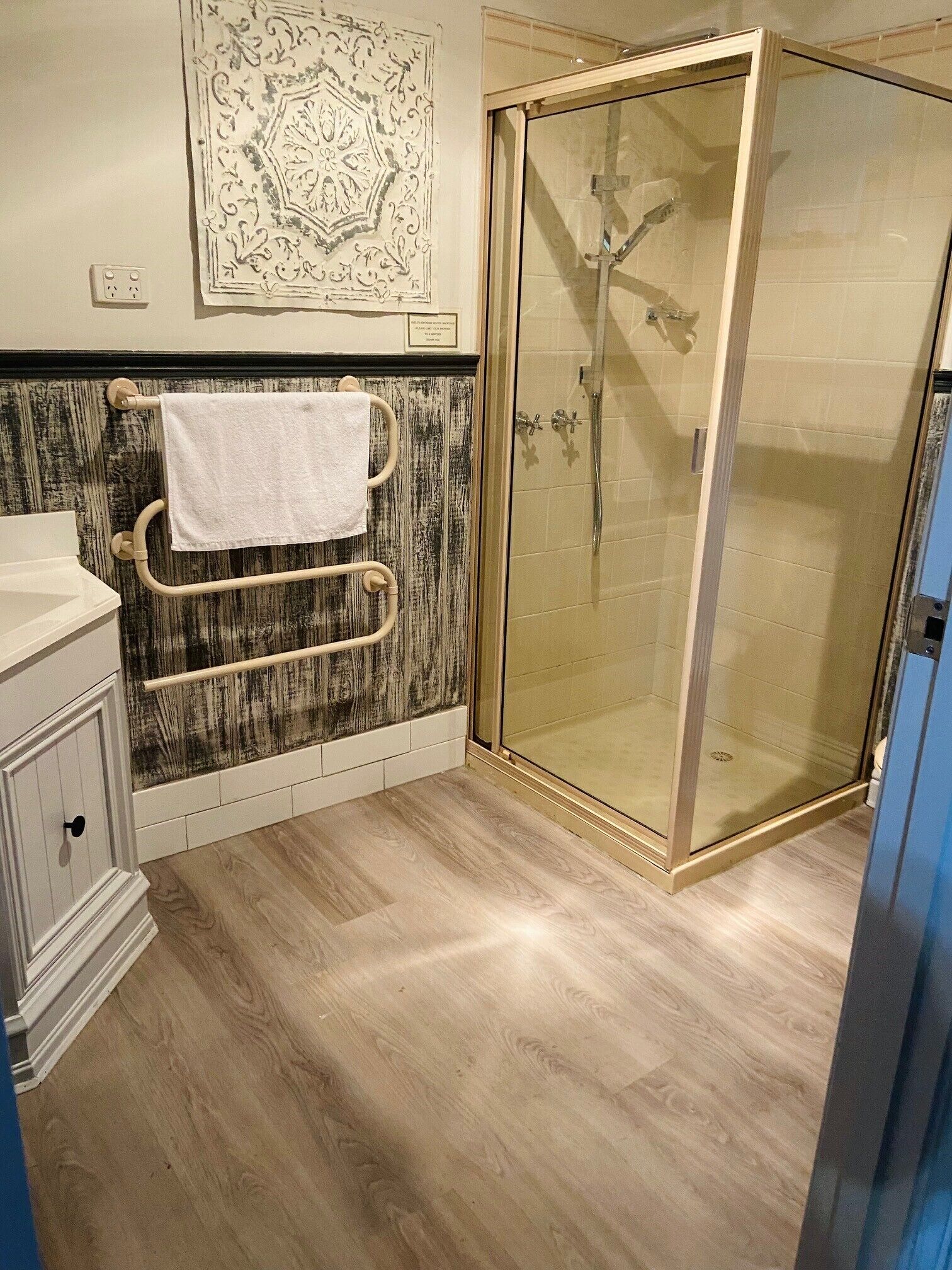 Hair dryer, bathrobes, towels