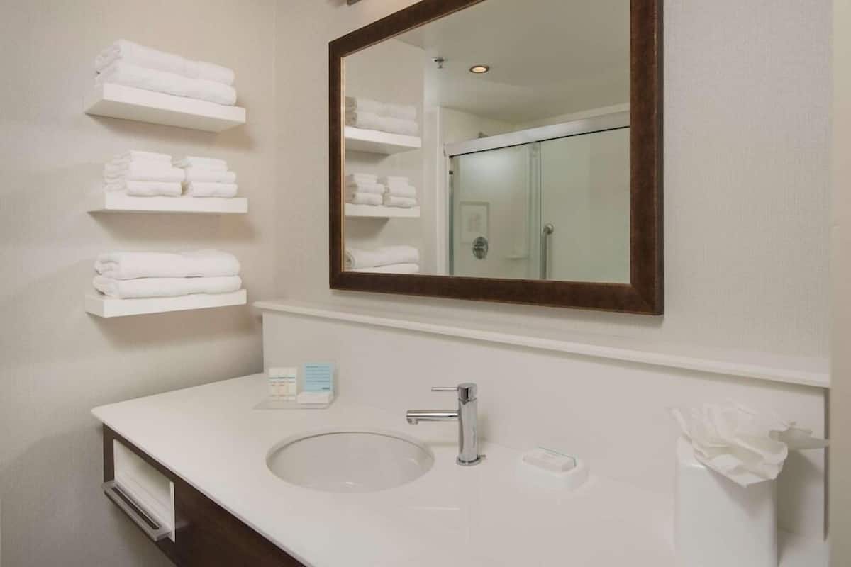 Bathroom | Shower, hair dryer, towels