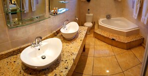 Habitación de lujo ((His and Hers)) | Baño | Amenidades de baño gratuitas, secadora de cabello, toallas, jabón