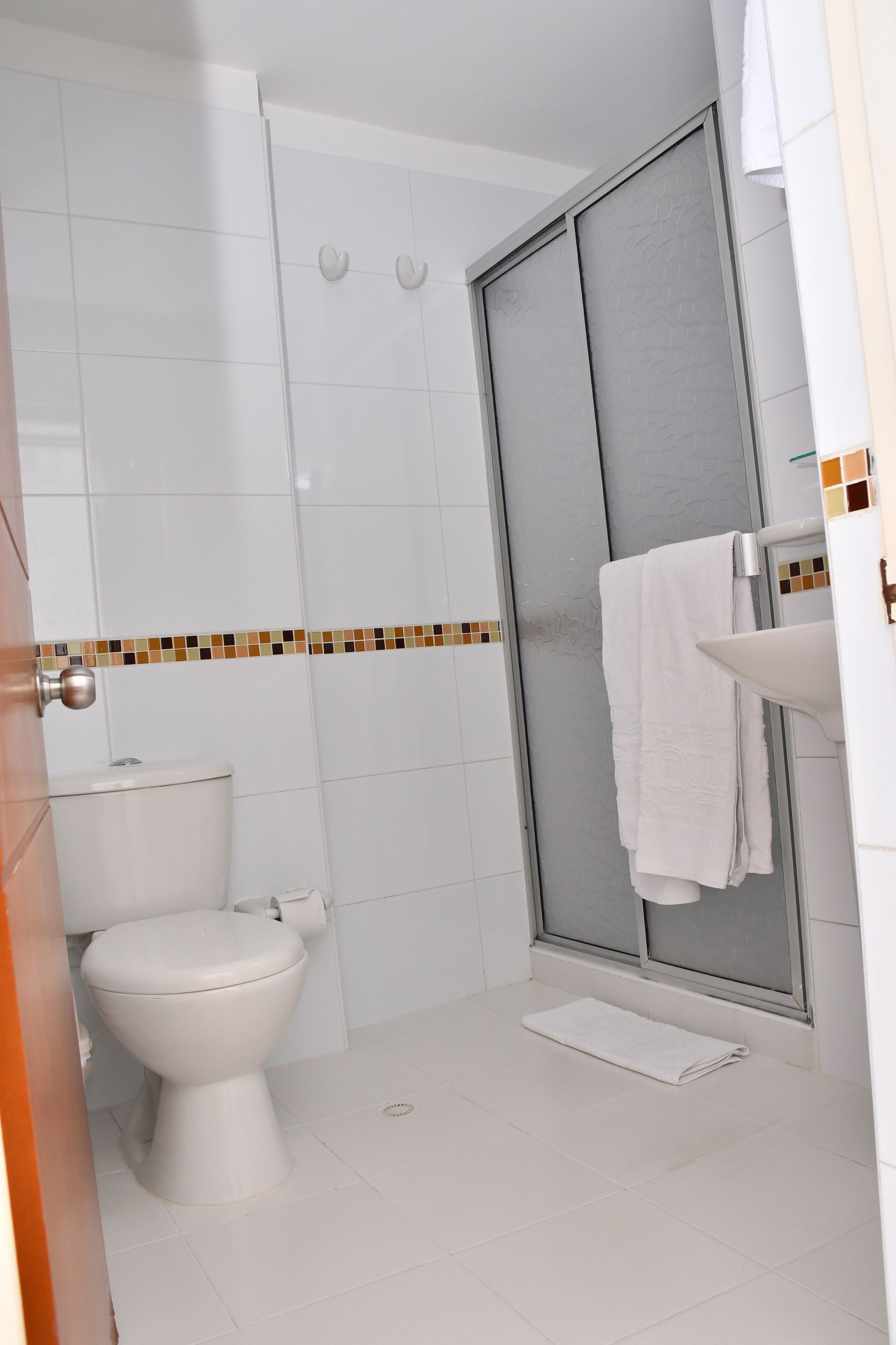 standard room | bathroom | shower, hair dryer, towels