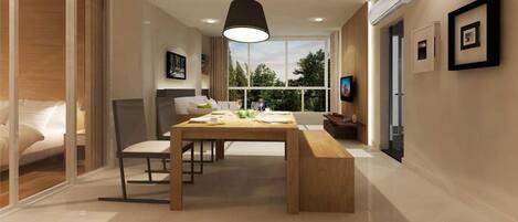 Frigorifero, microonde, piano cottura, lavastoviglie