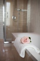 Free toiletries, hair dryer, bidet, towels