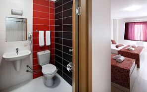 Shower, free toiletries, hair dryer, slippers