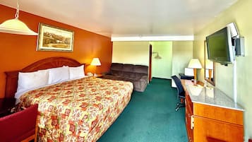 Desk, blackout drapes, soundproofing, iron/ironing board