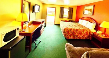 Desk, blackout drapes, soundproofing, iron/ironing board