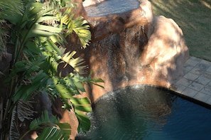 Outdoor pool, a waterfall pool