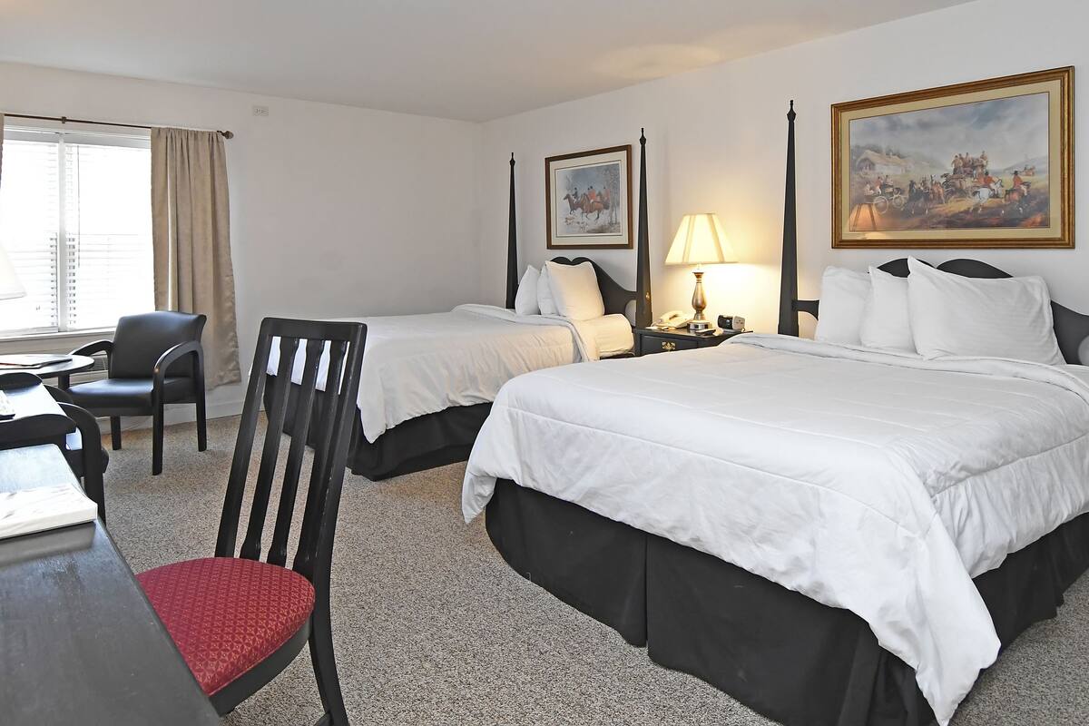 standard room, 2 queen beds (west inn) | iron/ironing board, free wifi, bed sheets