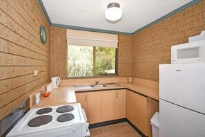 Full-sized fridge, microwave, oven, stovetop