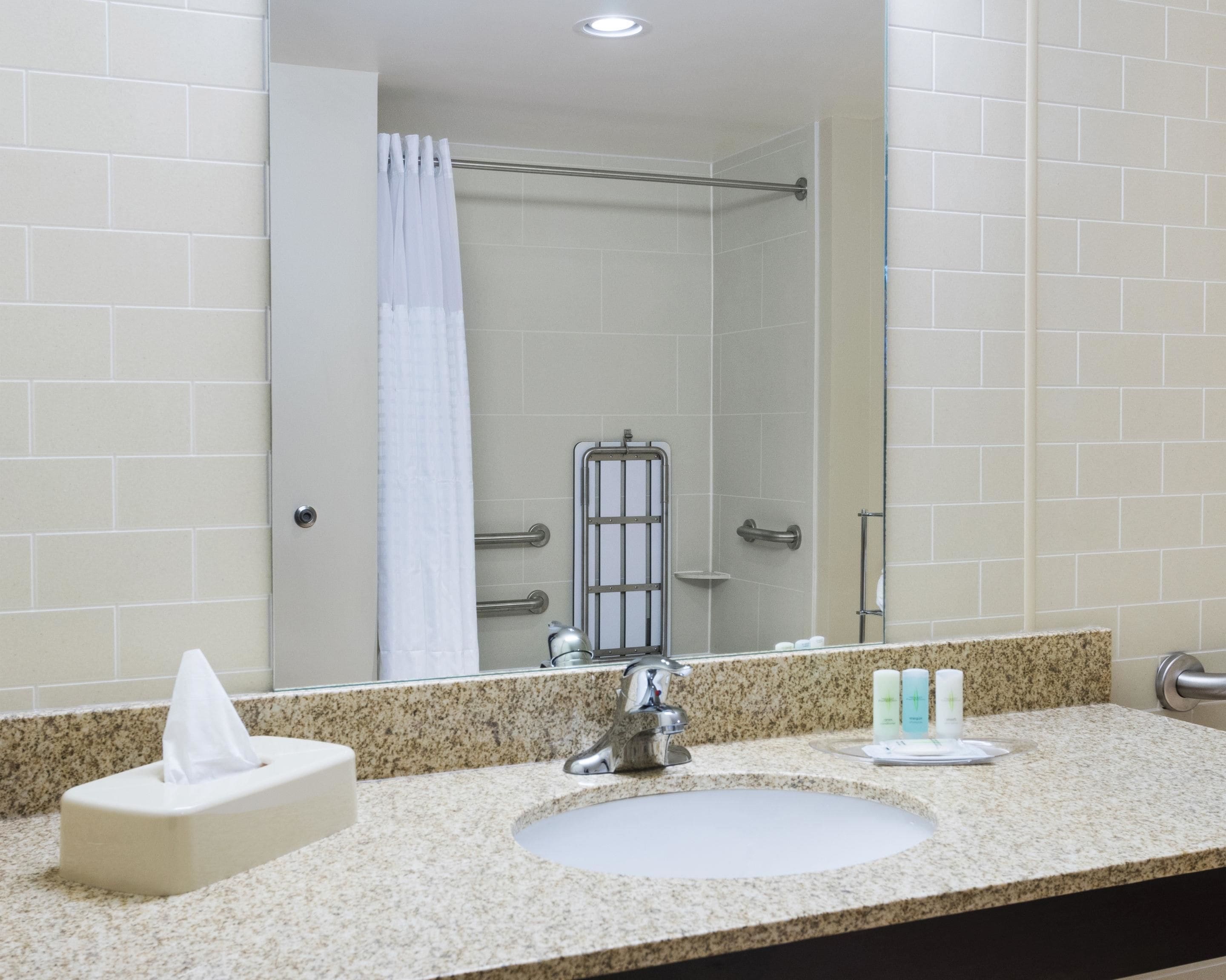 suite, 1 king bed with sofa bed, accessible, non smoking (2 person sofa bed) | bathroom | combined shower/bathtub, towels