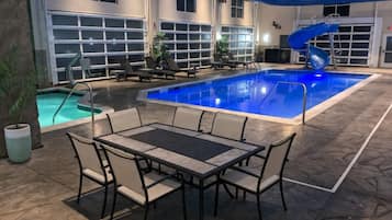 Indoor pool, open 8:00 AM to 11:00 PM, sun loungers