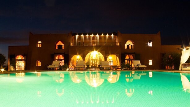 Outdoor pool, pool umbrellas, pool loungers