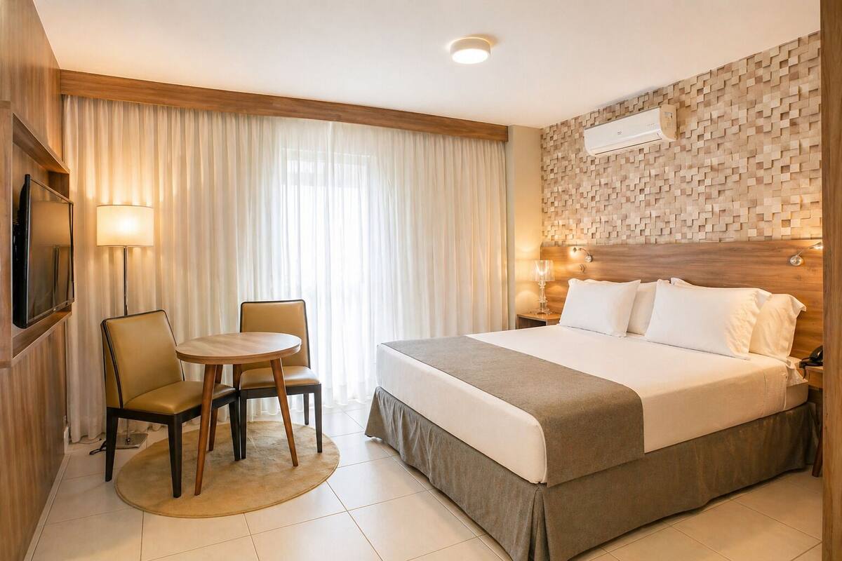 Phòng đôi Deluxe, 1 giường đôi, sân hiên, quang cảnh thành phố | Minibar, két bảo mật tại phòng, bàn, màn/rèm cản sáng 