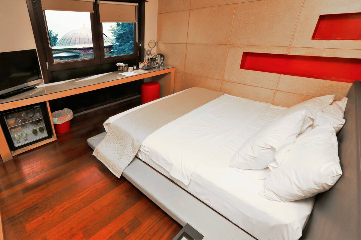 1 slaapkamer, luxe beddengoed, pillowtop-bedden, een minibar