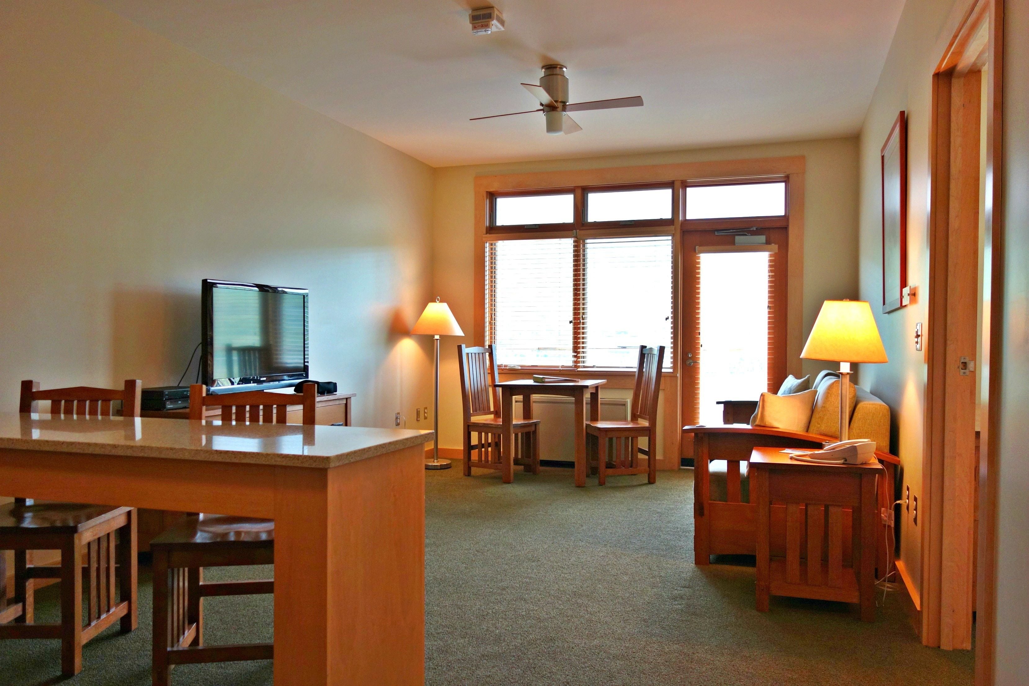 family suite, 1 bedroom, kitchenette, lakeside | living area | flat-screen tv