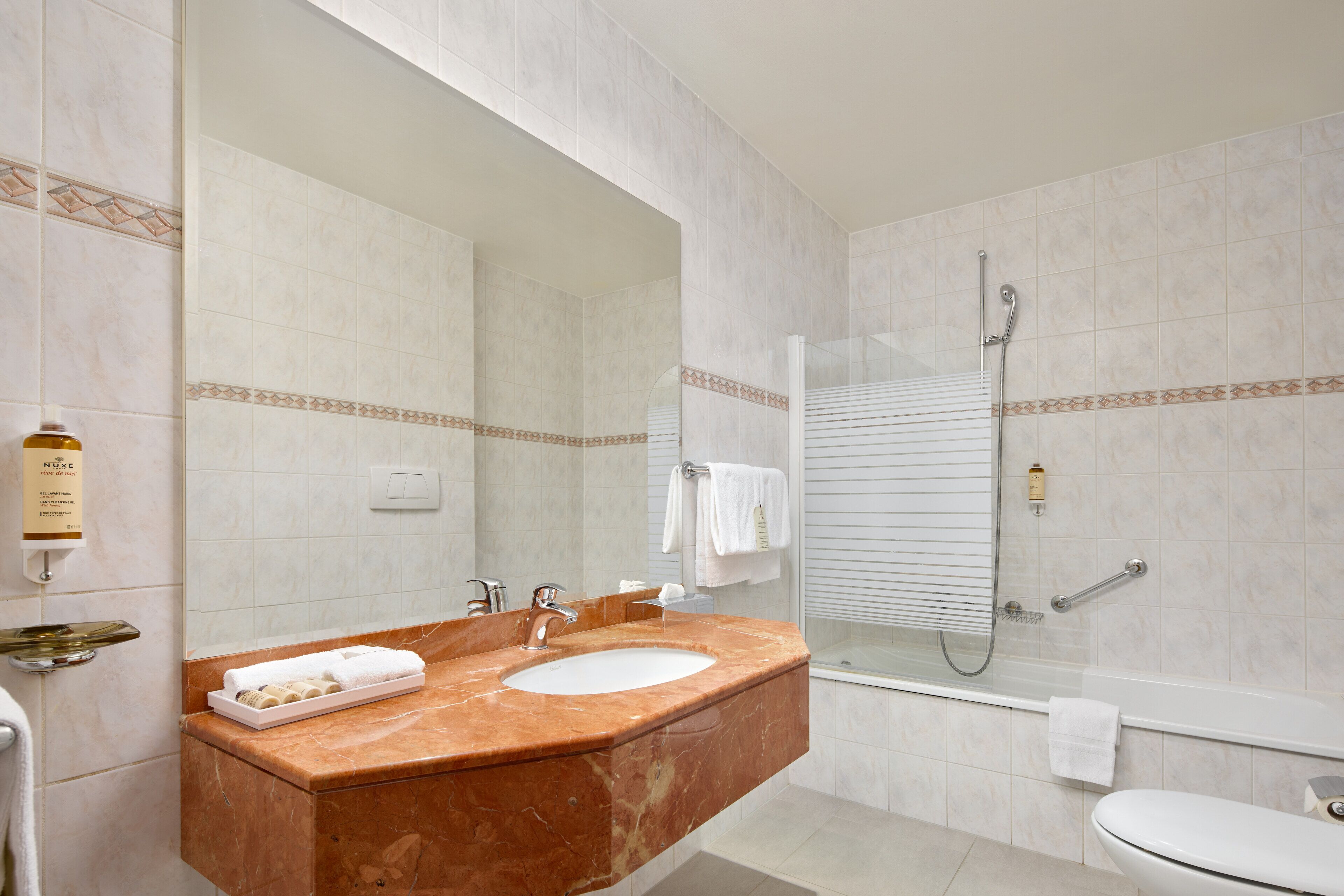 free toiletries, hair dryer, bathrobes, slippers