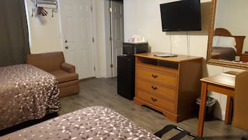 Room, 2 Double Beds, Non Smoking | Bathroom | Combined shower/tub, free toiletries, hair dryer, towels
