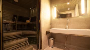 Suite, Sauna, Mountain View | 1 bedroom, premium bedding, iron/ironing board, free cribs/infant beds