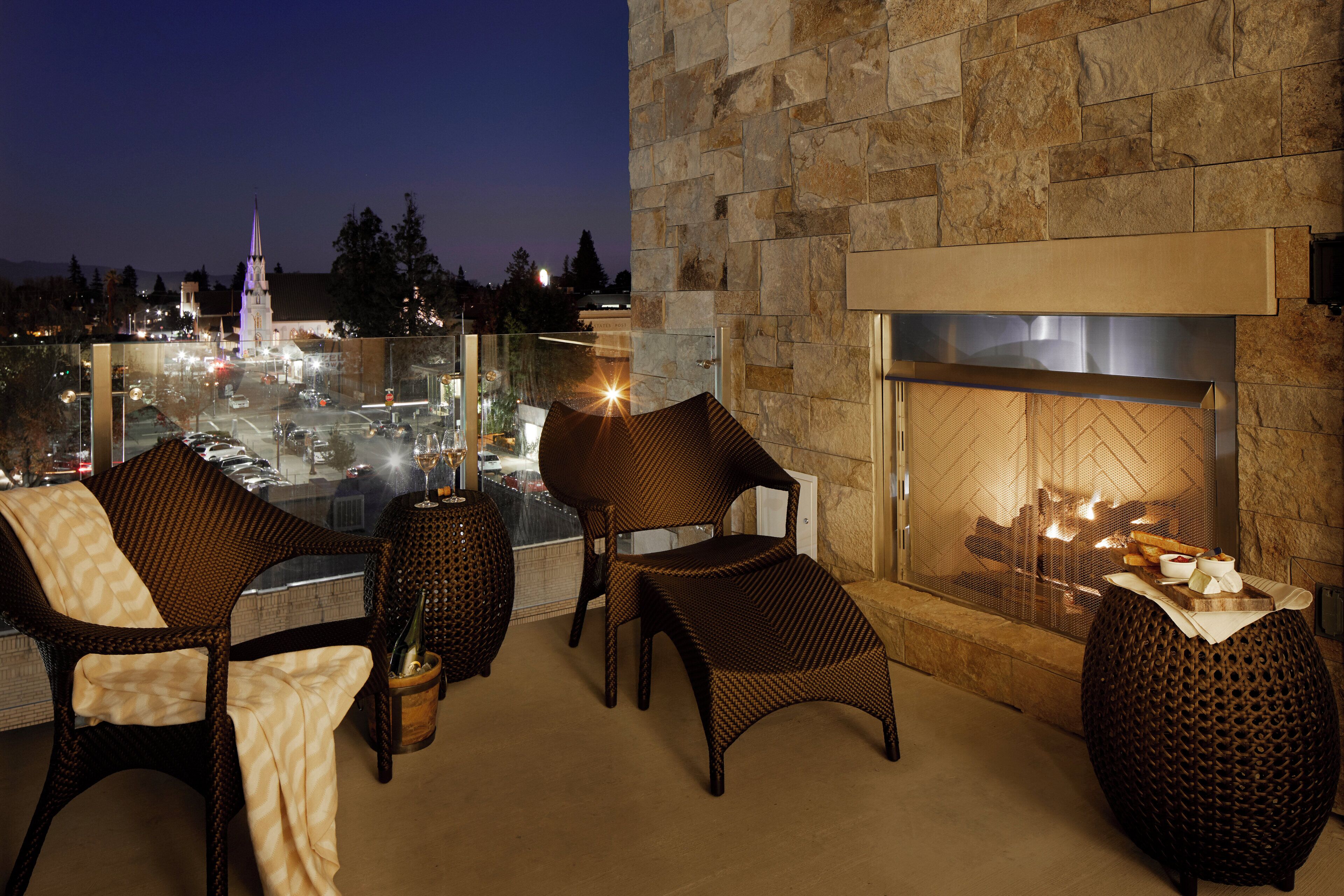 Archer's Den Hearing-Accessible Suite With Balcony + Fireplace | Egyptian cotton sheets, premium bedding, down duvets, pillow-top beds