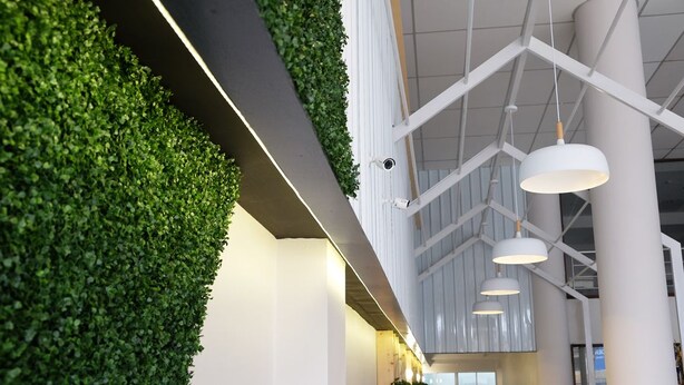 A modern interior with a green wall, white ceiling, and pendant lighting. - Siam Mansion Hat Yai (Hat Yai)