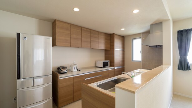 House, 4 Bedrooms | Private kitchen | Full-size fridge, microwave, stovetop, rice cooker - Chibana Terrace (Okinawa)