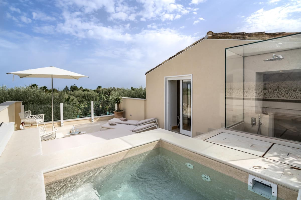 Romantische kamer, 1 twee- of 2 eenpersoonsbedden | Terras