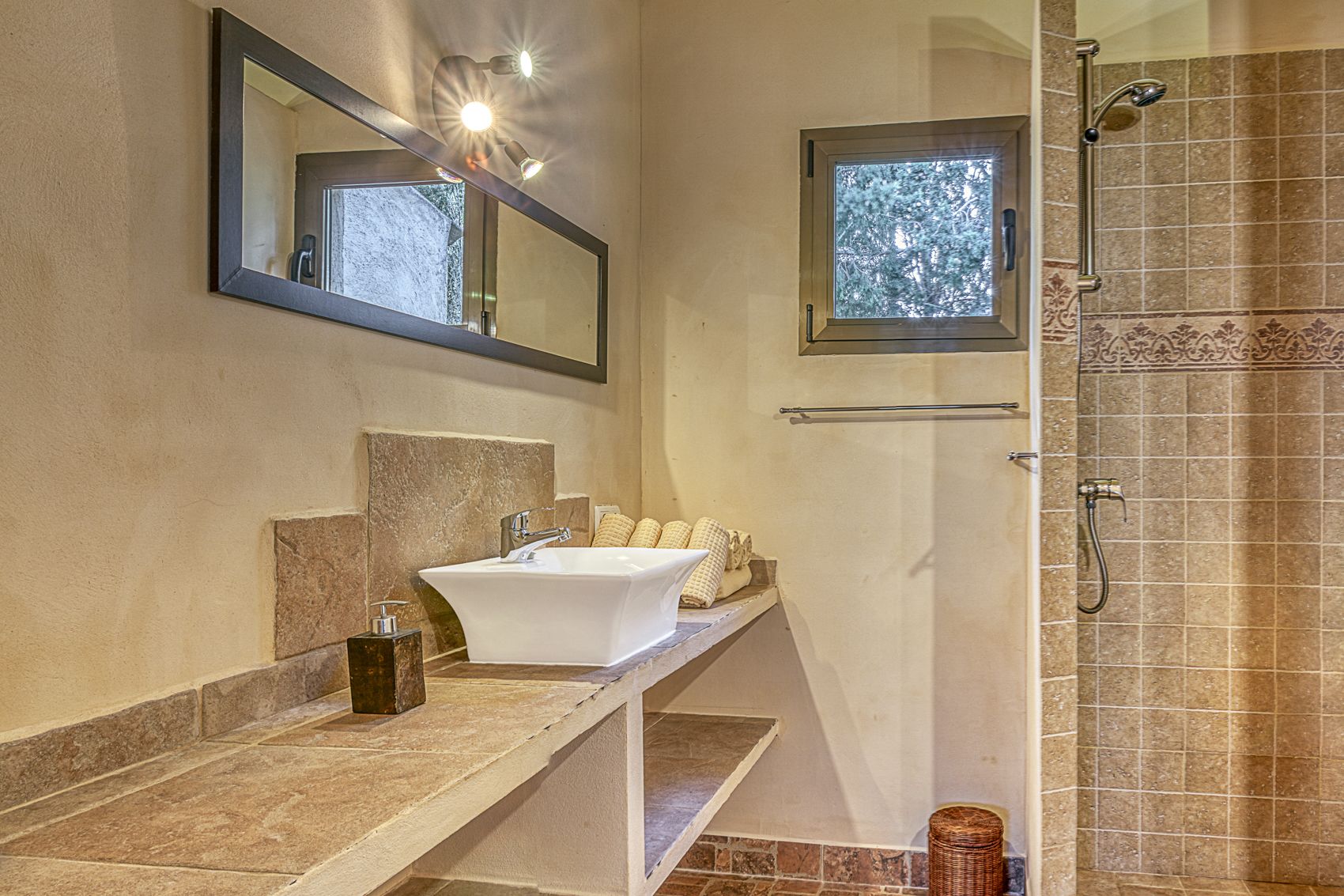 free toiletries, hair dryer, bathrobes, towels