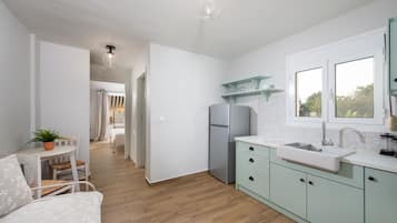 Apartment, 1 Bedroom, Garden View | Private kitchenette | Fridge, stovetop, electric kettle, cookware/dishes/utensils