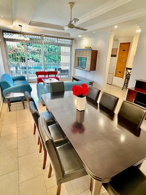 Apartment, 3 Bedrooms, Kitchen, City View | Living area | Flat-screen TV