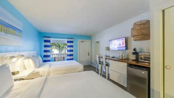 Standard Room, 2 Double Beds, Private Bathroom (Self check-in) | In-room safe, desk, laptop workspace, blackout drapes