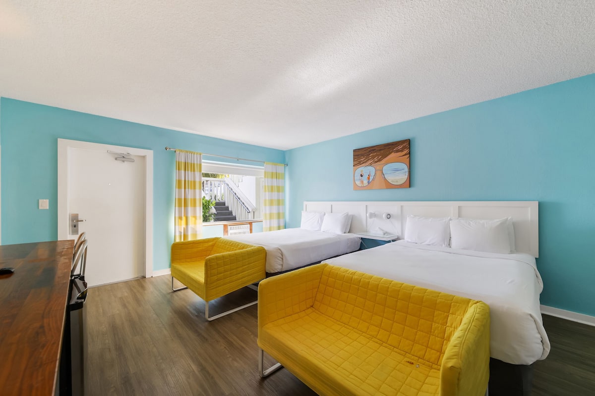 Deluxe Room, 2 Double Beds, Private Bathroom (Self check-in) | In-room safe, desk, laptop workspace, blackout drapes
