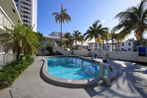 2 outdoor pools, open 8:00 AM to 7:00 PM, pool loungers