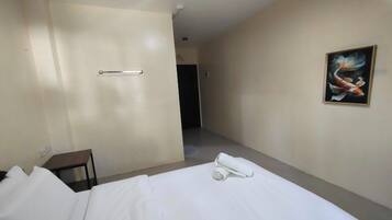 Desk, free WiFi, bed sheets