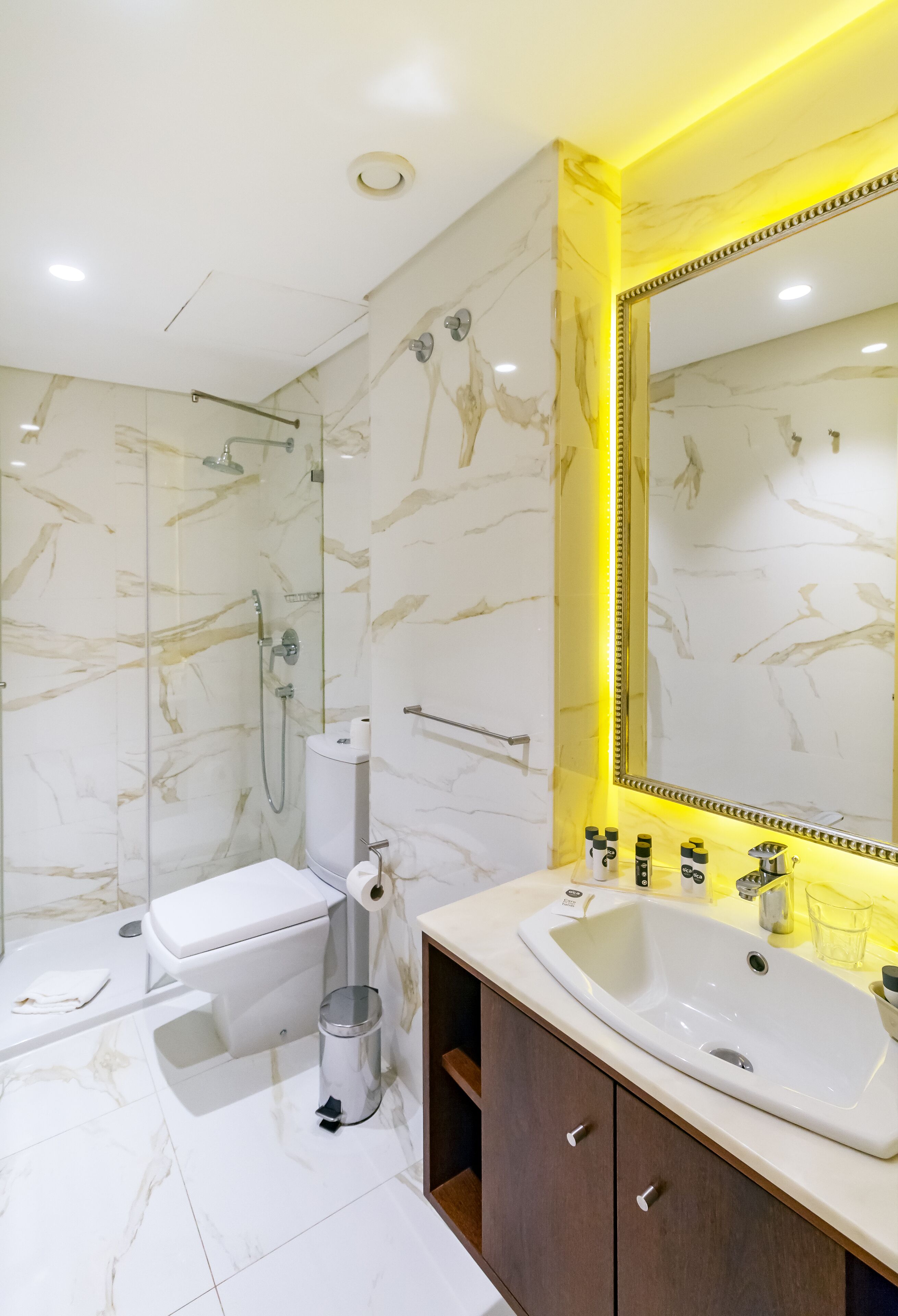 free toiletries, hair dryer, bidet, towels