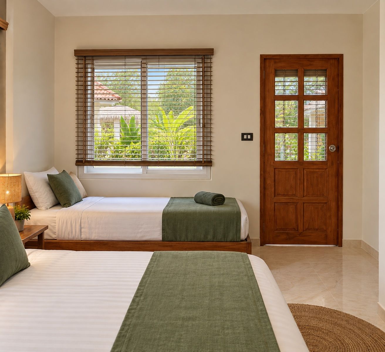 Standard Triple Room, 1 Bedroom, Balcony, Garden Area | In-room safe, bed sheets
