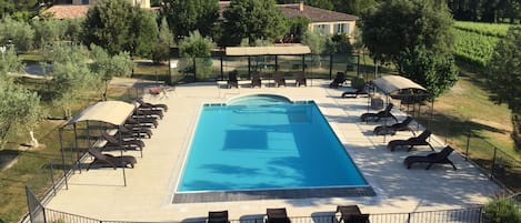 Indoor pool, seasonal outdoor pool, pool loungers