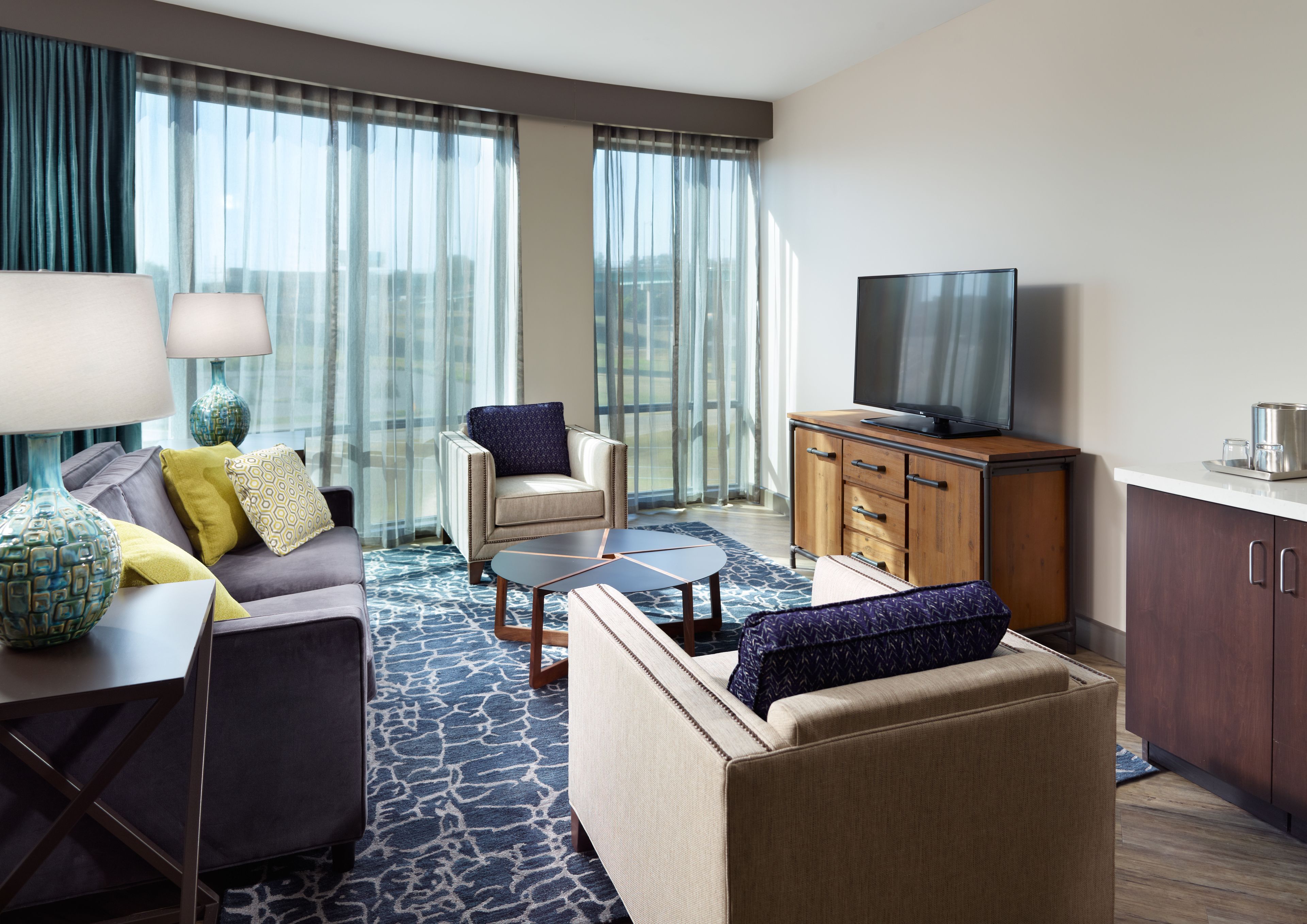 desk, blackout curtains, soundproofing, iron/ironing board