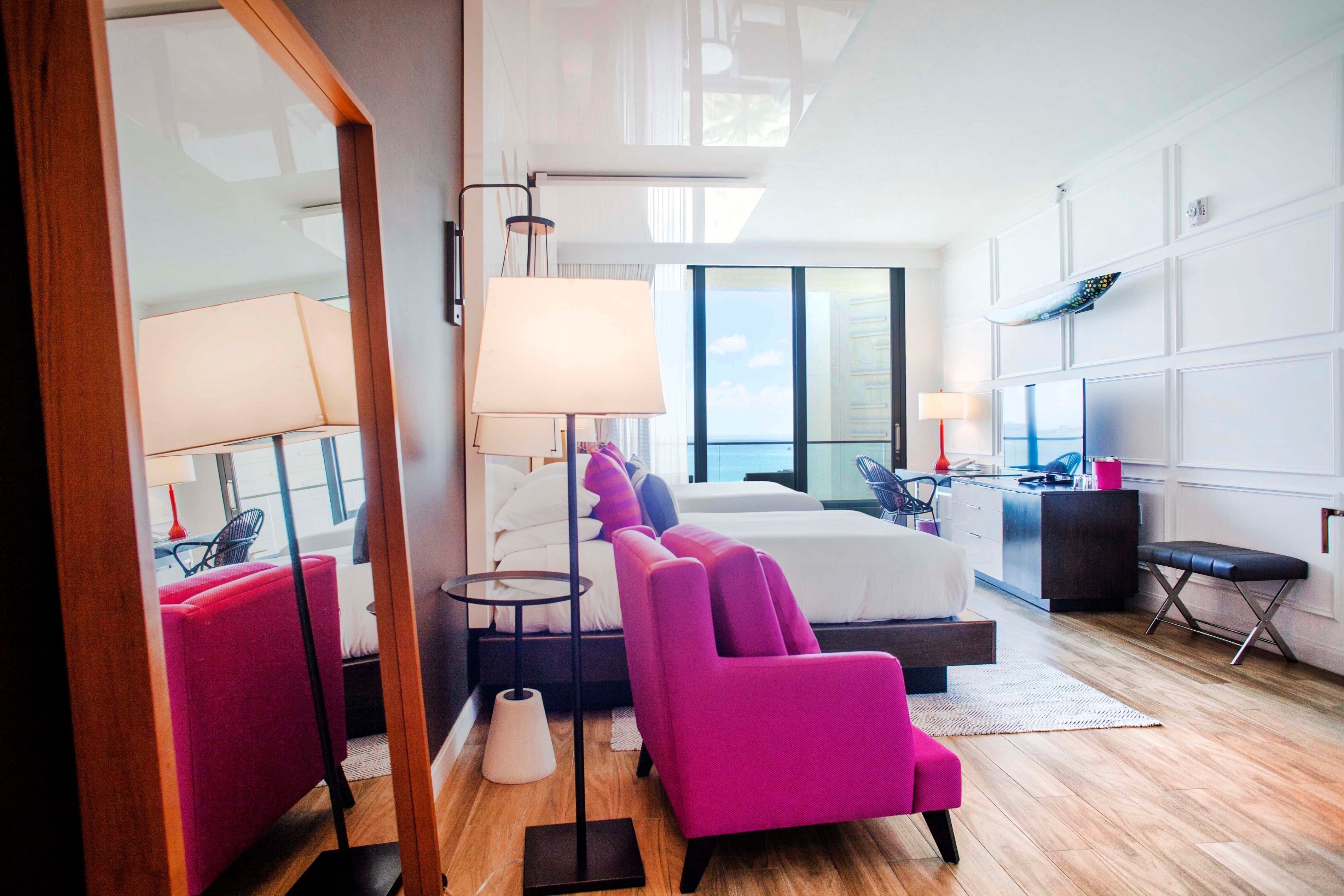 프리미엄룸, 퀸사이즈침대 2개, 바다 전망 | 미니바, 객실 내 금고, 책상, 노트북 작업 공간