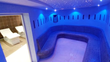 Sauna, hot tub, steam room, body treatments, manicures and pedicures